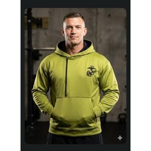 Men's SGT Grit USMC HALF ZIP HOODIE- OD GREEN MARINE CORPS Sz 3XL Hooded Patriot
